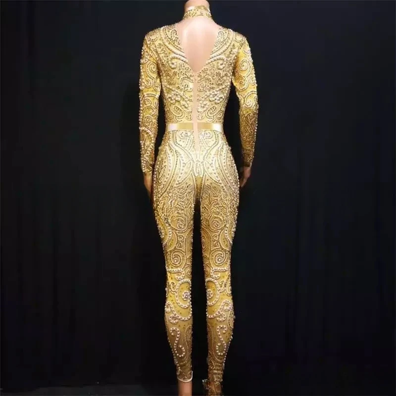 2025 Nightclub Bar Stage Female Singer High-end Bright Diamond Full Diamond Jumpsuit Suit Women Dresses for Party and Wedding