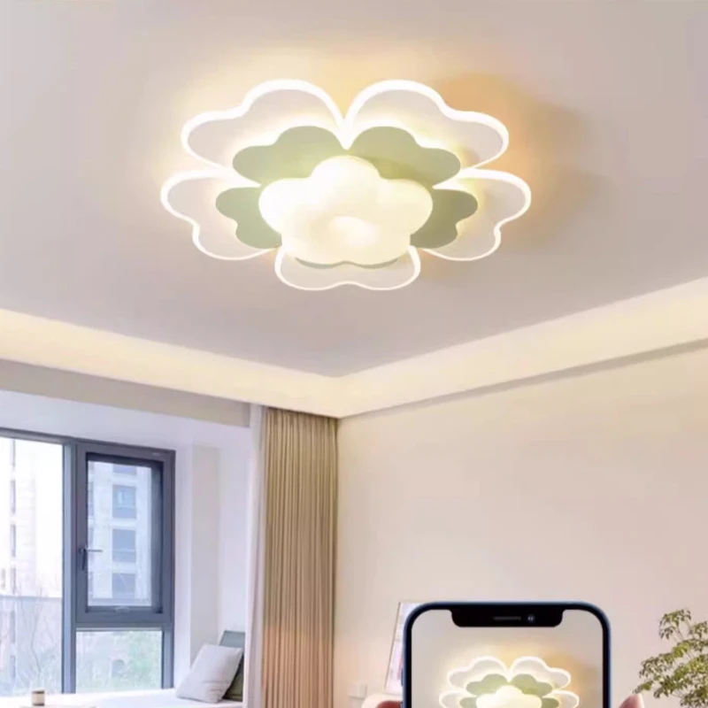 كريم نمط الاكريليك خمس أوراق البرسيم على شكل أضواء السقف حساسة غرفة نوم رئيسية حماية العين مصباح السقف دراسة غرفة المعيشة