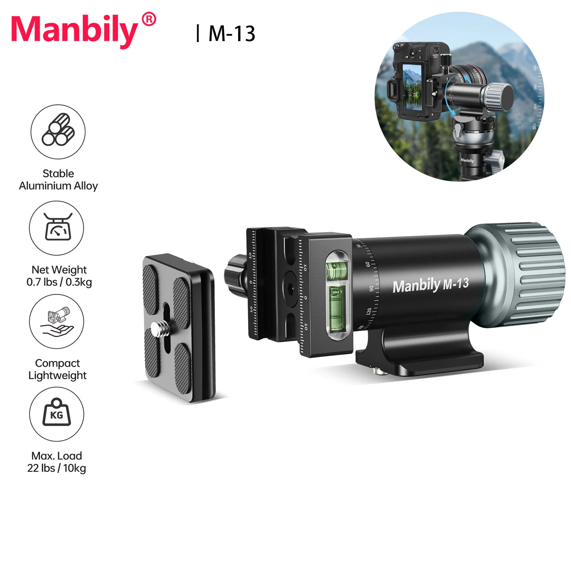 manbily-m-13-portable-monopod-camera-gimbal-with-arca-swiss-quick-release-plate-professional-bird-watching-for-outdoor