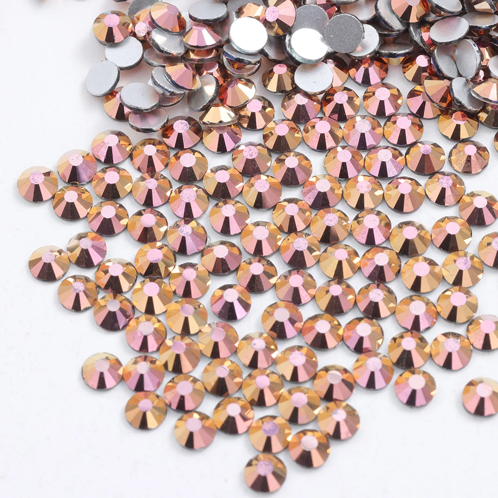 1440PCS Glass Magic Rose Gold Nail Beads Crystals Flatback Rhinestones Wedding Dresses Glitter Diamond Strass Gems Decorations