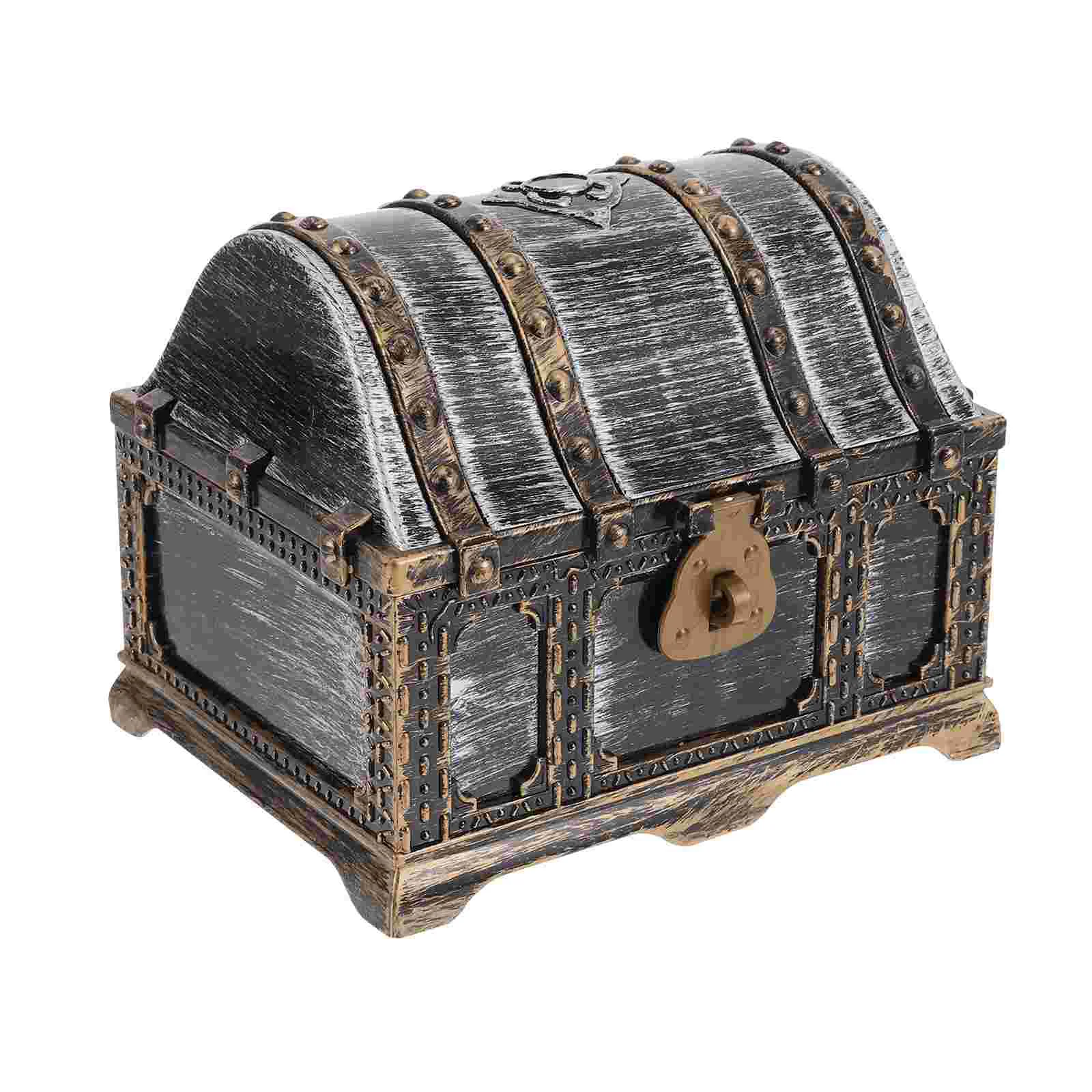 Pirate Treasure Chest Multi-function Small Vintage Jewelry Display Stand Decorative Toys Storage Container Abs Case Girl