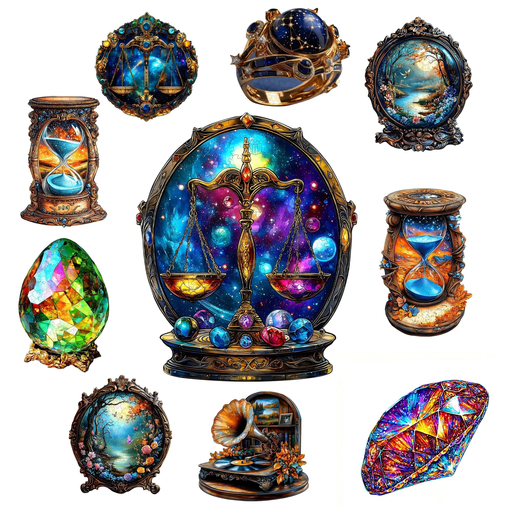 

Balance and Hourglass Theme Wooden Jigsaw Puzzle Wooden Decor Painting Christmas and Halloween Gift Toy For Teen And Kid