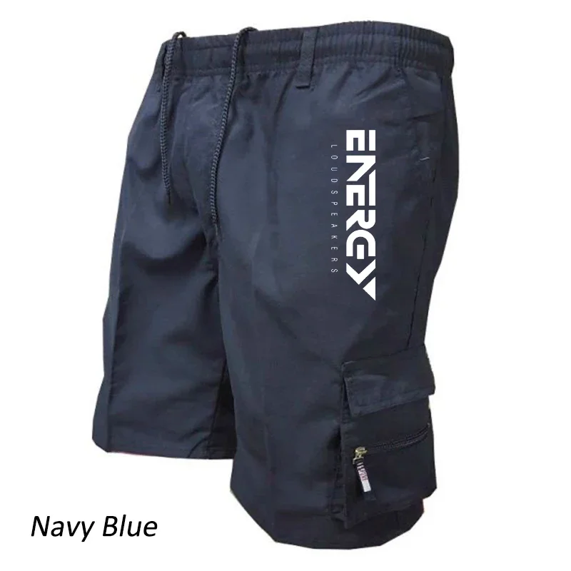 Outdoor Cargo Shorts Male Overalls Elastic Waist Cycling Shorts Multi-pockets Loose Work Shorts Quick Dry Sport Printed Trousers