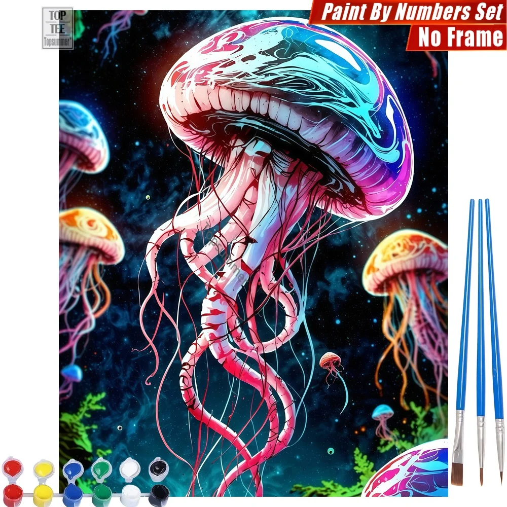 

Фантастический светящийся набор для рисования по номерам «Медуза» — Яркие космические оттенки. Подарок на Пасху для сына.