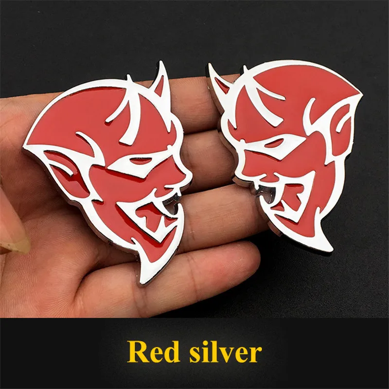 Metal Hellcat SRT Demon Emblem Car Sticker Front Grill Fender Badge Door Decal For Dodge Challenger Charger SRT GT Car Styling