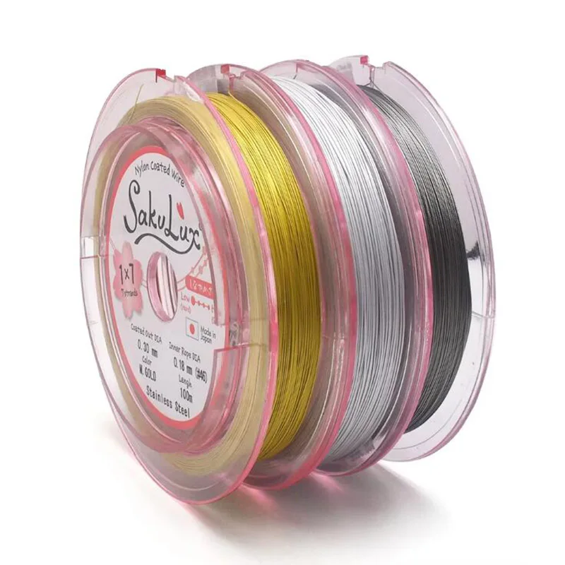 5M/roll 7-Strand Bead String Wire Nylon Coated Stainless Steel Wire for Necklace Bracelet Beading Craft Work 0.3/0.4mm