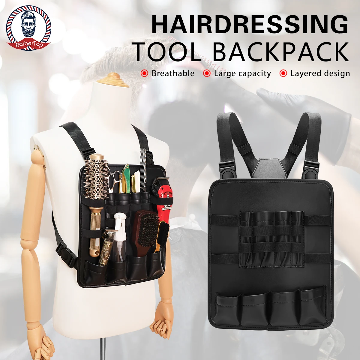 

Multi Functional Fashion Hairdressing Tool Storage Chest Bag Leather Casual Personalized Fashion Function Bra Salon Portable Bag