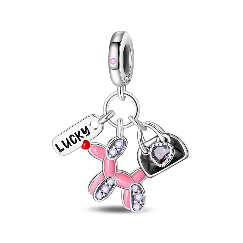

925 Sterling Silver Shopping Daily Charms Pendant For Women Fit Original Bracelet DIY Birthday Party Jewelry Gifts
