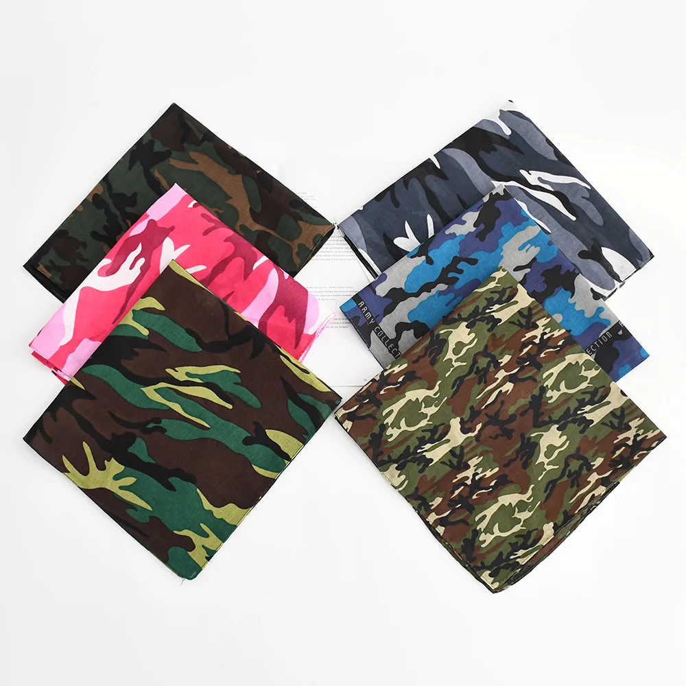 

High Quality Square Fashion Scarf Men's and Women's Camouflage Printed Cotton Headscarf Sunscreen Square Scarf Cycling Headscarf