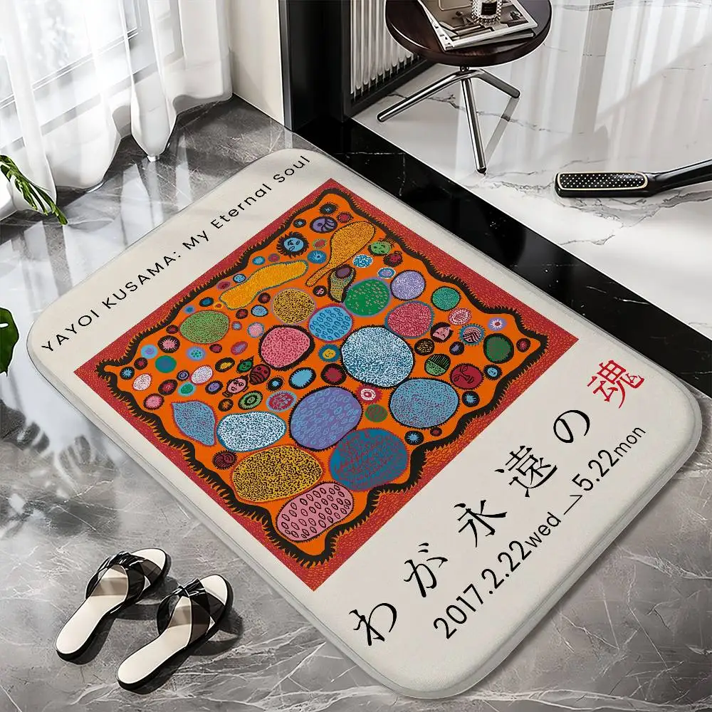 

Yayoi Kusamas Retro Floor Mat Printed Large Carpets Room And Bedroom Carpets Bathroom Anti Slip Door MATS Small Carpets