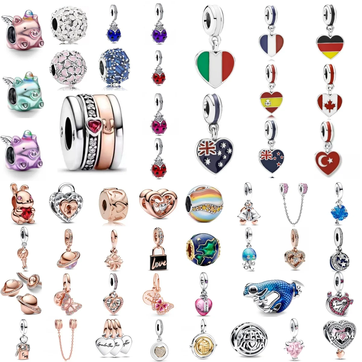 2026 European New 925 Pure Silver Unicorn Ladybug Pendant Original Bracelet DIY Women's Party Accessories