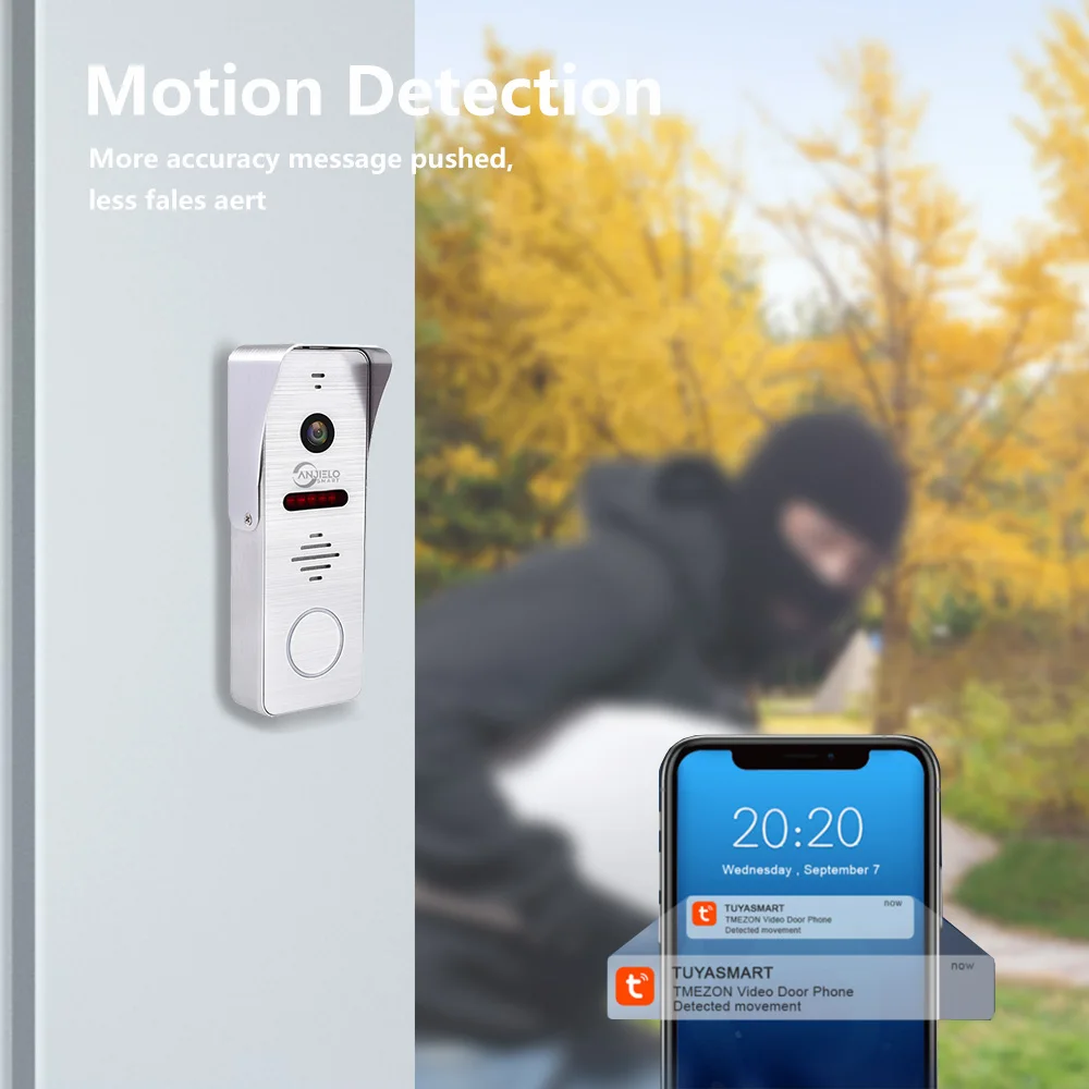 Anjielosmart Tuya อินเตอร์คอมหน้าจอสัมผัส10นิ้วออดประตูสำหรับจอมอนิเตอร์สมาร์ทโฮมประตูกล้องโลหะมุมกว้างกันน้ำ