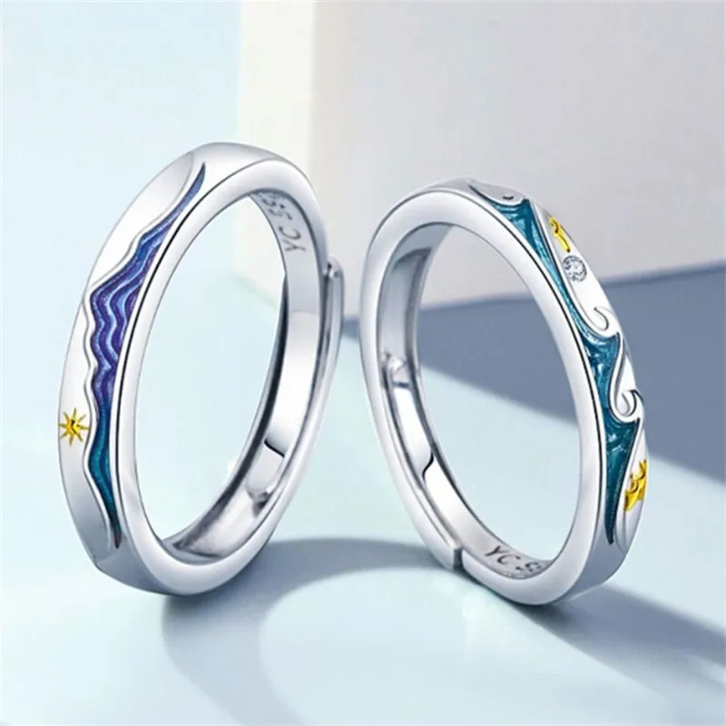 925 Sterling Silver Mountain Water Adjustable Couple Rings For Women Men Wedding Luxury Jewelry Wholesale Jewellery Money 925