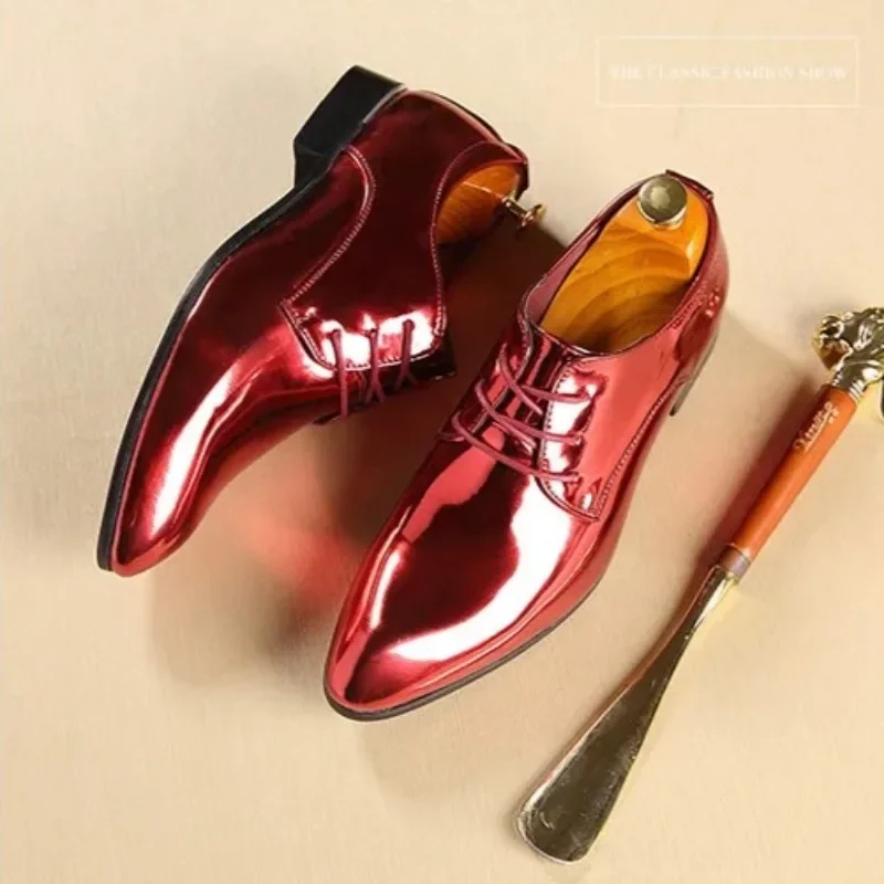 

Men's Patent Leather Wedding Shoes Quality Selection Fashion Oxfords Shoes Men's Designer Pointed Toe Dress Shoes Zapatos Hombre