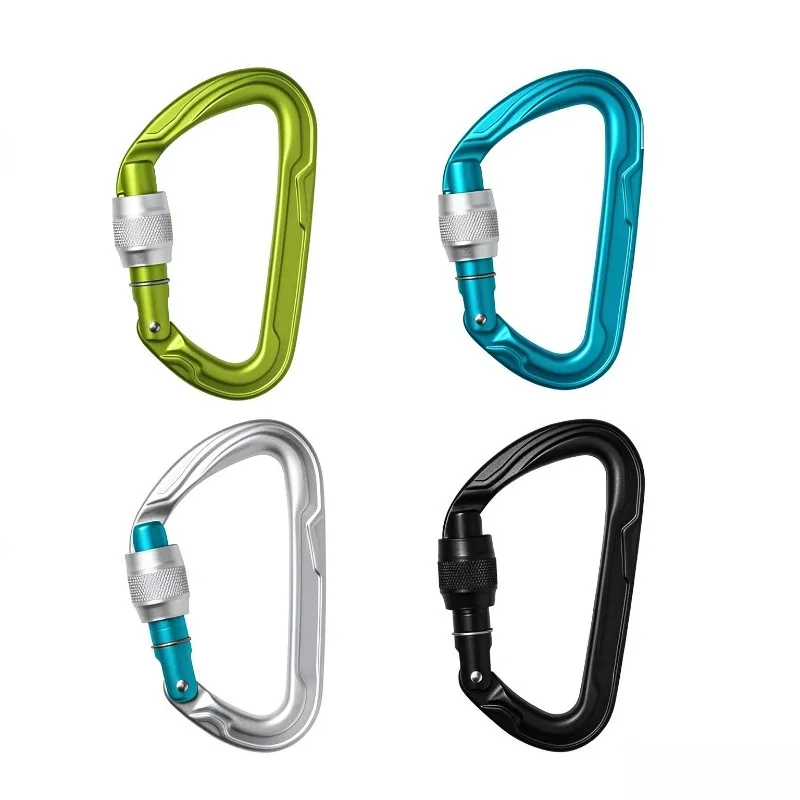 Lightweight Aluminum Alloy D Shape Locking Carabiner Outdoor Rock Climbing Mountaineering Rope Rescue Safety Main Buckle