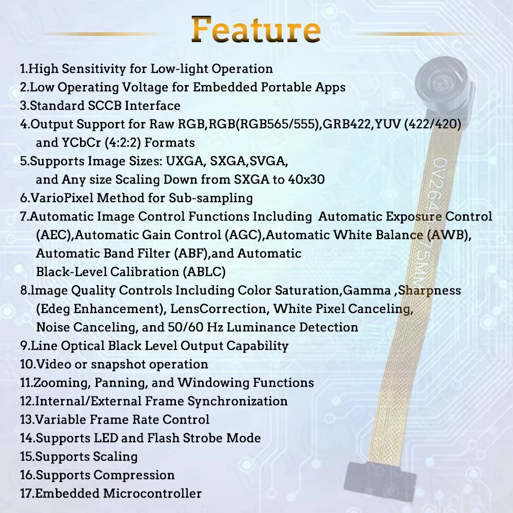وحدة كاميرا OV2640 جديدة لوحدة ESP32 CAM 2.4G Wifi 200 222 30 45 120 160 درجة 850nm للرؤية الليلية DVP 24PIN للرؤية الليلية