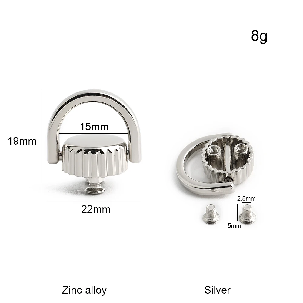 20/50/100PCS Metal Screw D Rings Rivets Rotating Head Belt Ring For Wallet Strap Chain Backpack Side Stud Clip Clasp Accessories