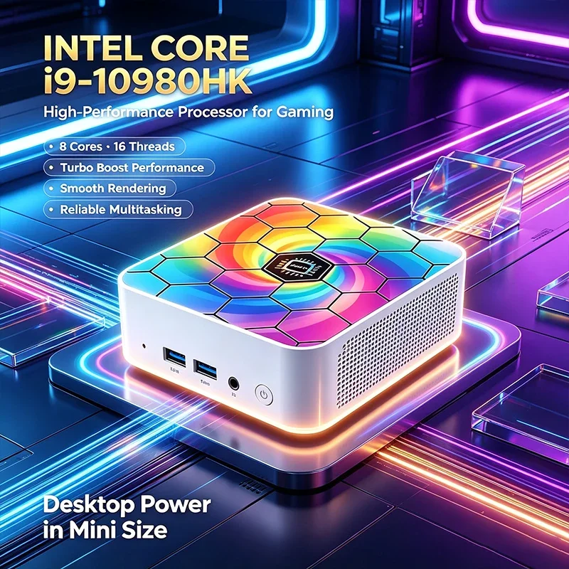 인텔 I9-10980HK 미니 PC 16GB+2TB 고속 저장장치 4K 출력 기가비트 WiFi6 윈도우 11 컴팩트 데스크탑 게임 및 사무용