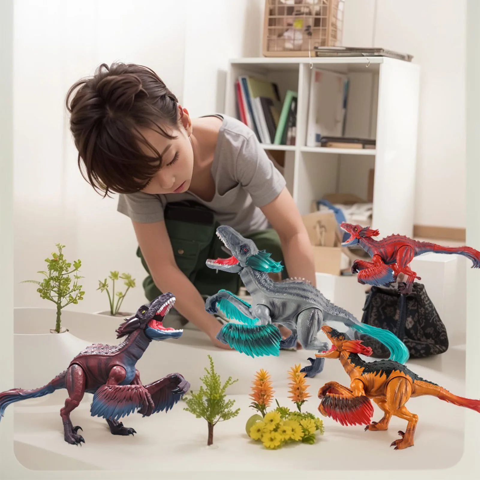 ZK20 Realistico Dinosauro Giocattolo Ruggine Effetto Educativo Plastica Pyroraptor Action Figure per Ragazzi Bambini Tipo 4