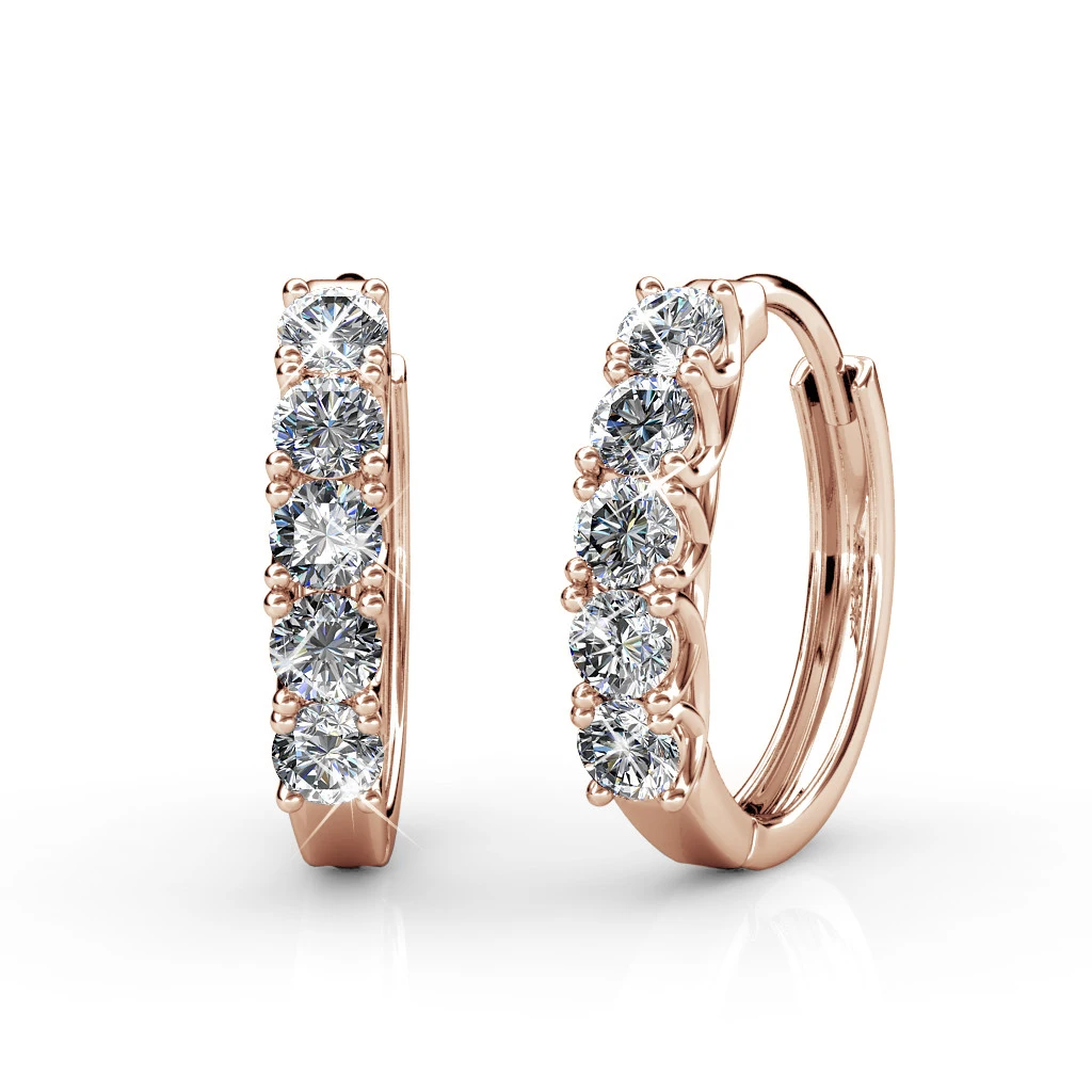 

Daisini 5 Stones Hoop Earrings with Swarovski Crystals Women Jewelry 2025 Trend 18k Gold Plated Large Elegant Luxury Brands