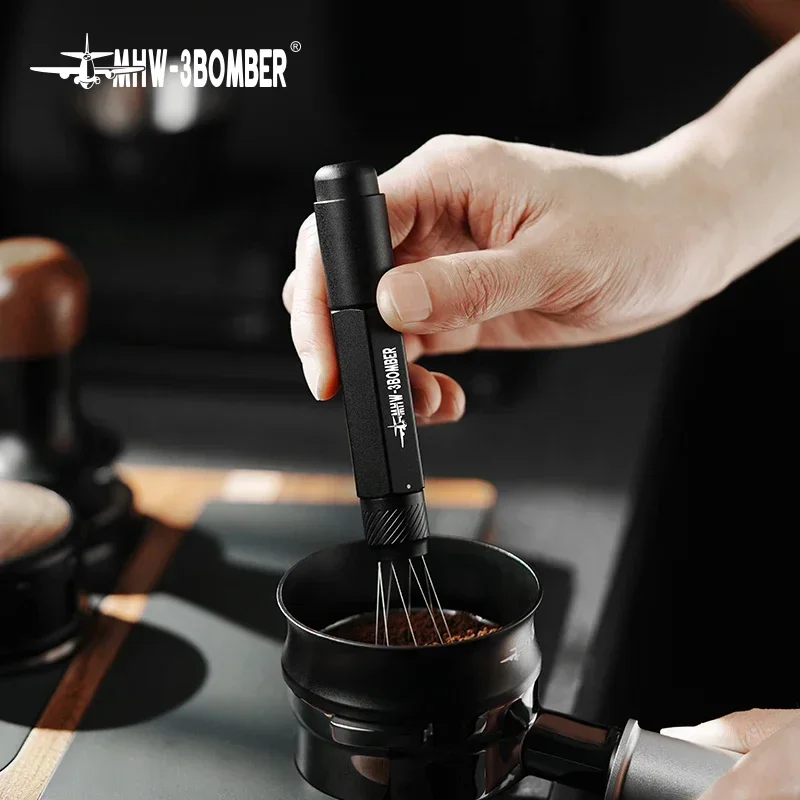 

MHW-3BOMBER WDT Tool Espresso Distribution Tools with 8 Extra Needles for Espresso Stirrer Telescopic Design Coffee Accessories