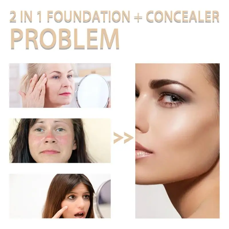 2-In-1 Foundation Langdurige Dual-Head Face Foundation En Concealer Natuurlijke Gezichtscosmetica Voor De Hele Dag Dekking Tijdens