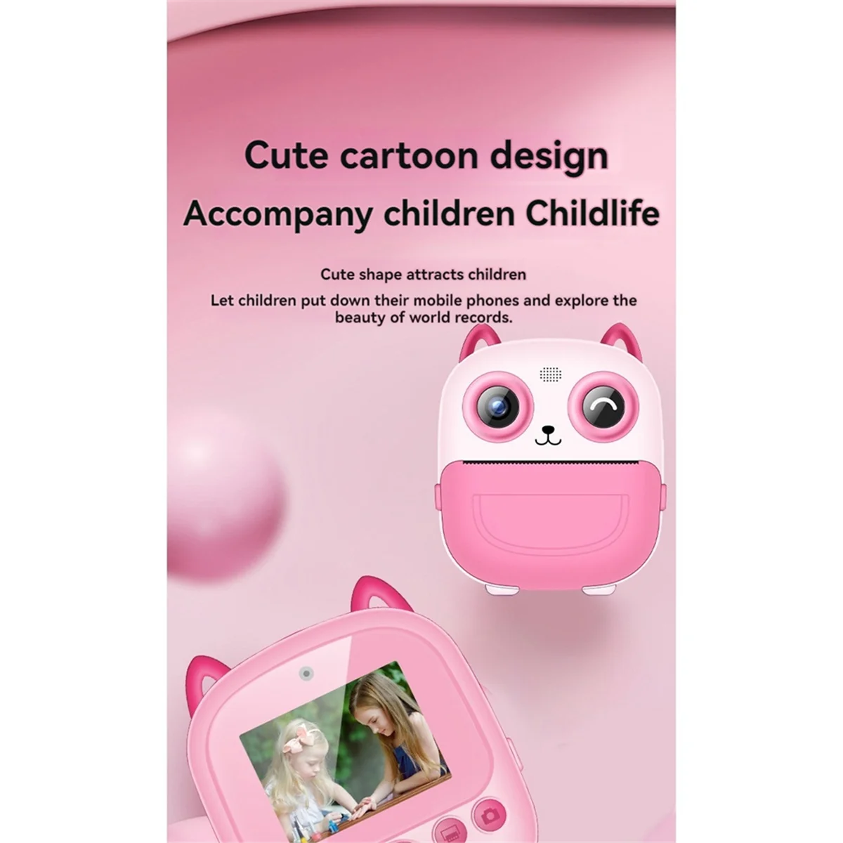 M15kkid câmera impressora portátil térmica impressão instantânea foto crianças câmera digital 2.4 polegada hd câmeras duplas vídeo brinquedo presentes rosa