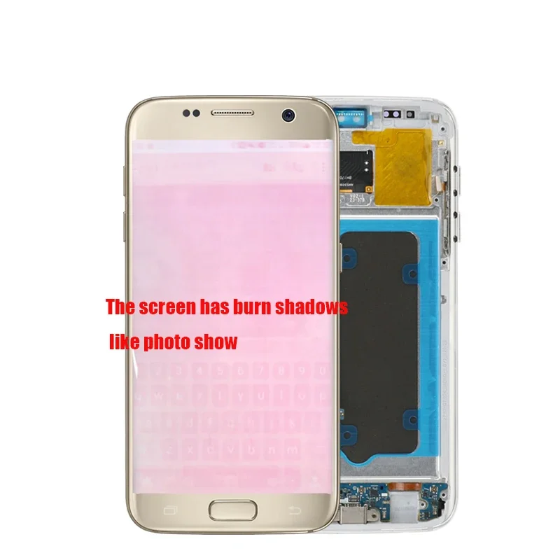 5.1\' Burn-shadow SUPER AMOLED LCD For Samsung S7 Display With Frame G930 G930F LCD Screen Digitizer Assembly With Back Cover