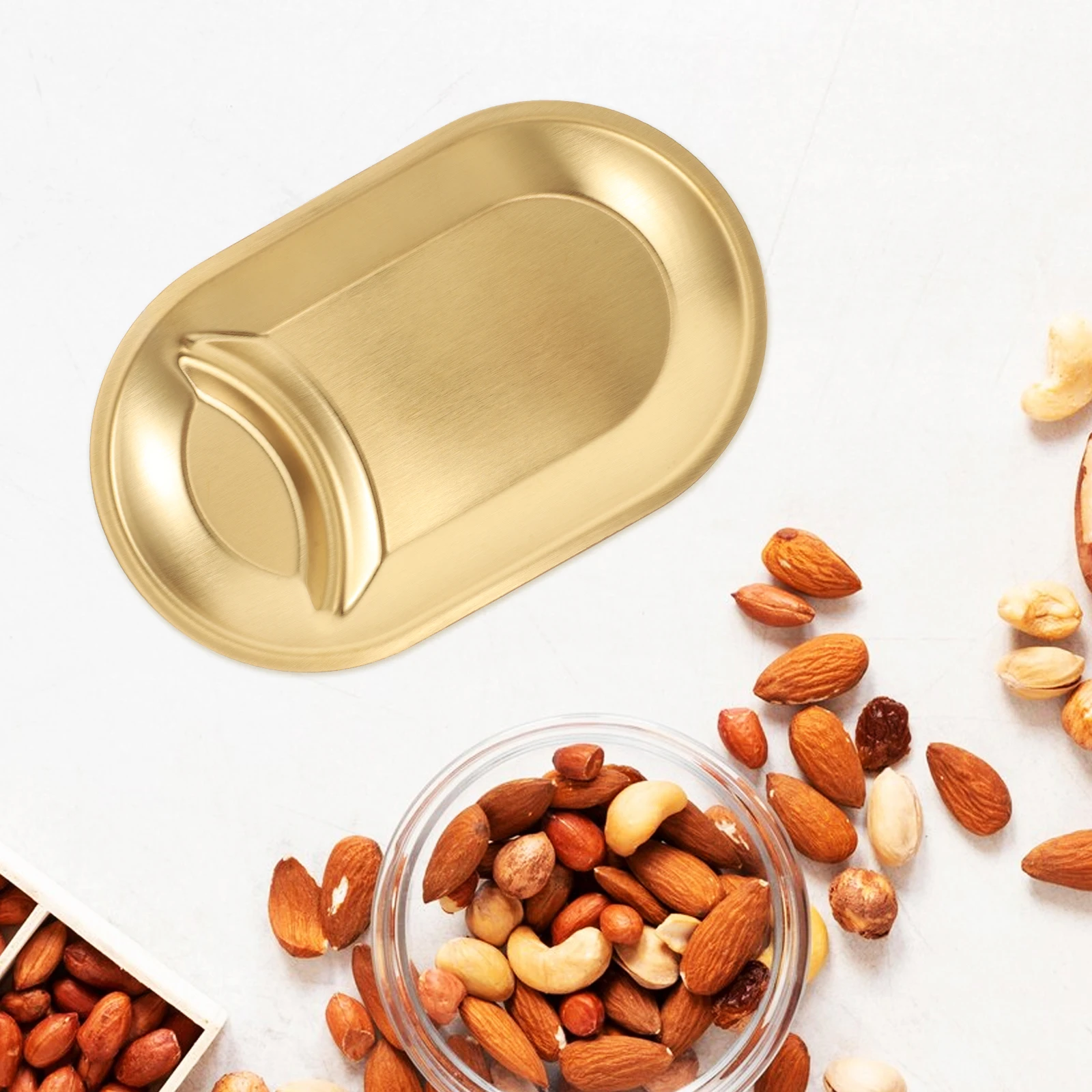

1pcs Stainless Steel Snack Plate Metal Tray Elegant Divided Design for Food Party Home Small Plates Kitchen Serving Pan