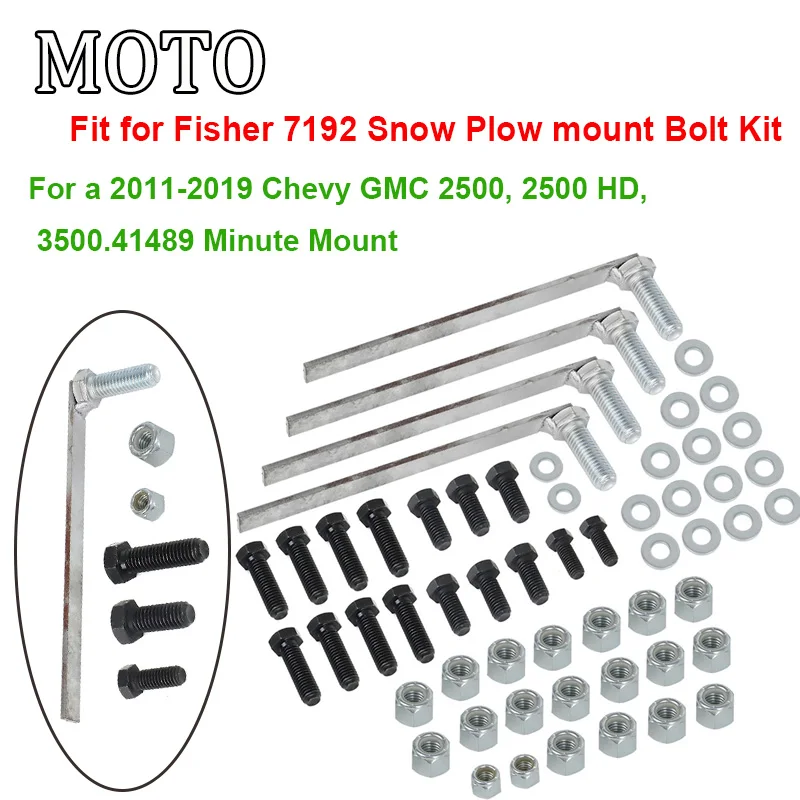 Fit for Fisher 7192 Snow Plow mount Bolt Kit For a 2011-2019 Chevy GMC 2500, 2500 HD, 3500.41489 Minute Mount