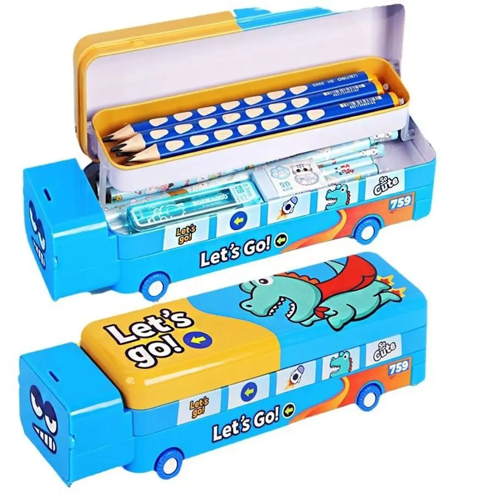 New Metal Pencil Case Car Shape Multi-functional Stationery Box Three-layers Large Capacity Pen Pouch Gift