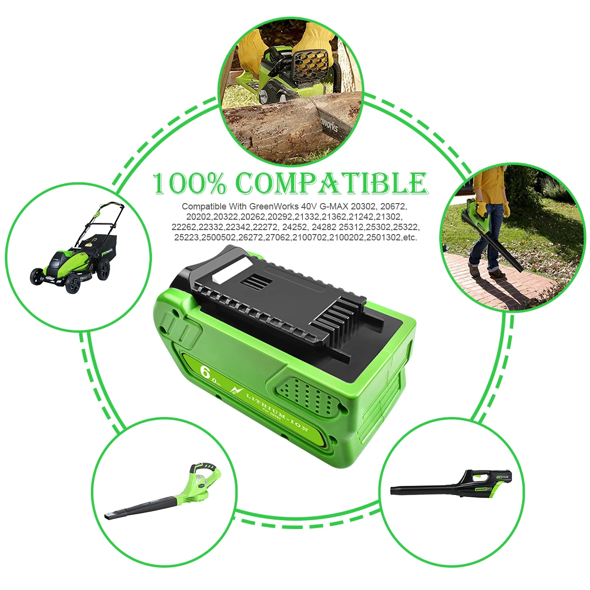 Imagem -05 - Greenworks-bateria Recarregável para Cortador de Grama Ferramentas Elétricas Substituição 29462 29472 29282 G-max 40v 6000mah