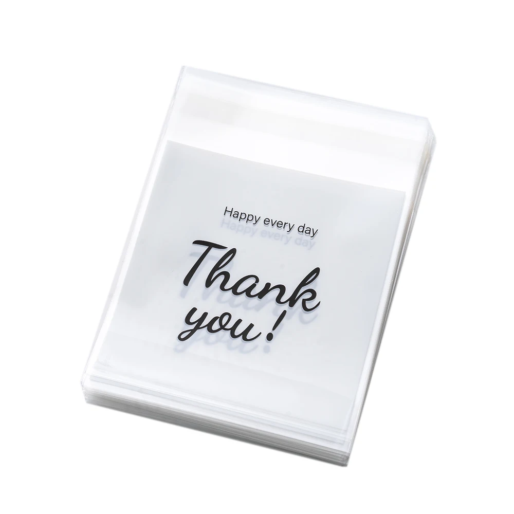 

100pcs/Lot Plastic Thank You Pouch OPP Self-Sealing Display Bags For DIY Storage Candy Jewelry Packaging Supplies Small Business