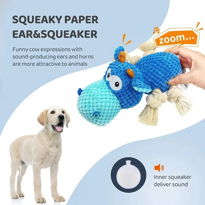 Dog Squeaky  Toys for Medium Large Dogs Plush Puppy Big Dog Chew Toys With Rope Animals Shape Dog Accessories Pets Supplies