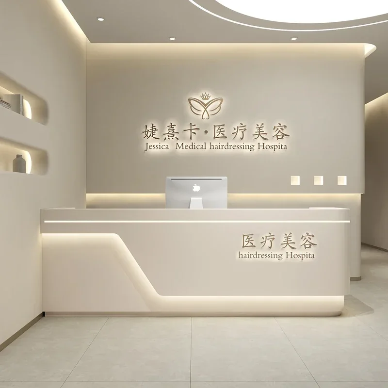 

Restaurant Customizable Reception Desk Counter Barbershop Supermarket Store Front Desk Luxury Comptoir De Caisse Bar Furniture