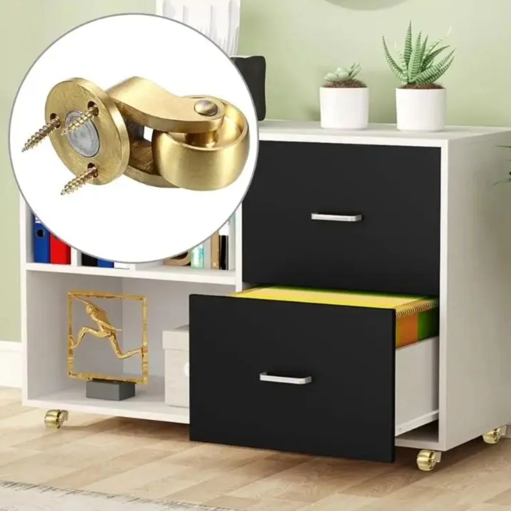 4pcs Brass Swivel Casters Featuring 360 Degree Rotation Suitable for Furniture Applications Such as For Chairs and Cabinets