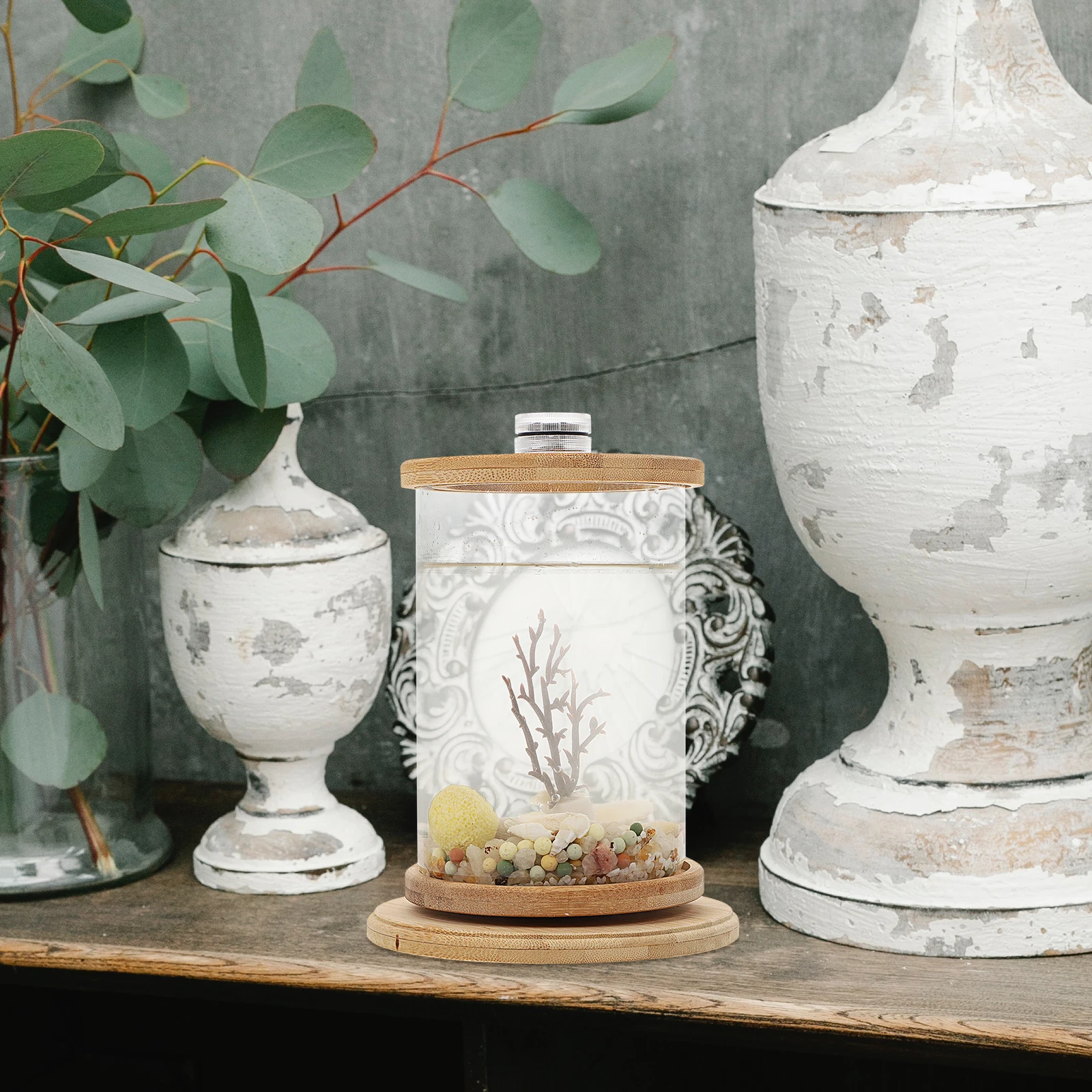 

Creative Eco Bottle Micro L scape Aquarium Tank Rotating Iron Tree Light Decorative Steel Glass Fish Bowl Office Home Indoor