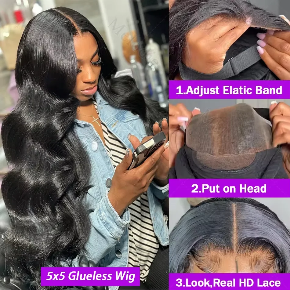 13x6 HD Lace Front Human Hair Wigs For Women 250 Density 30 40 Inch Body Wave 13x4  5x5 Lace Frontal Pre Plucked Human Hair