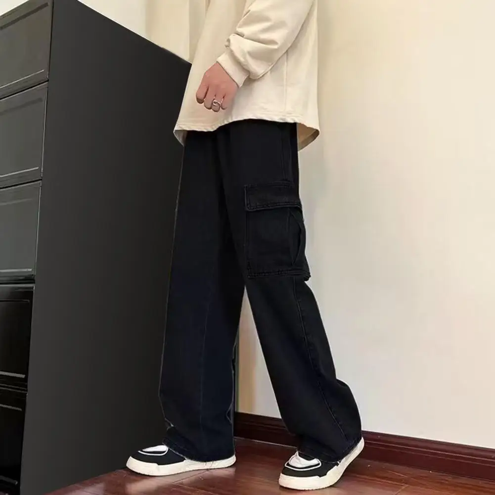 Pantaloni Casual da uomo pantaloni Cargo a gamba larga da uomo versatili pantaloni elastici con coulisse alla moda a tutta lunghezza con tasche per Casual