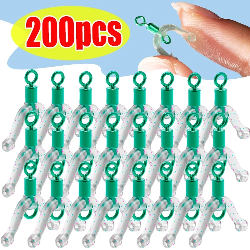 

200/10pcs Fish Hook Anti Winding 8-shaped Ring Silicone Elastic Splitter Double Hooks Contactor Device Subline Fishing Line