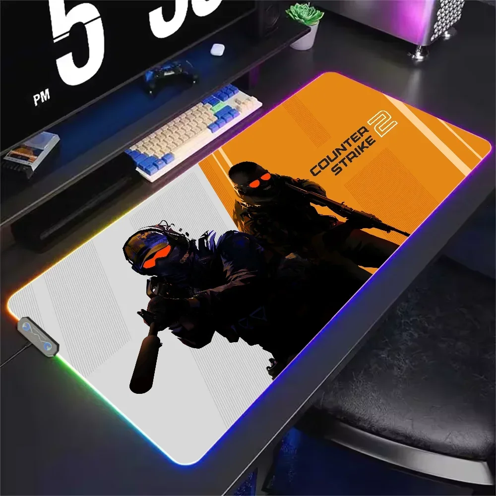 Hot Game Counter-Strike 2 For Rgb Mouse Pad Xxl Steelseries Laptop Mat Gaming Mousepad Backlit Keyboard