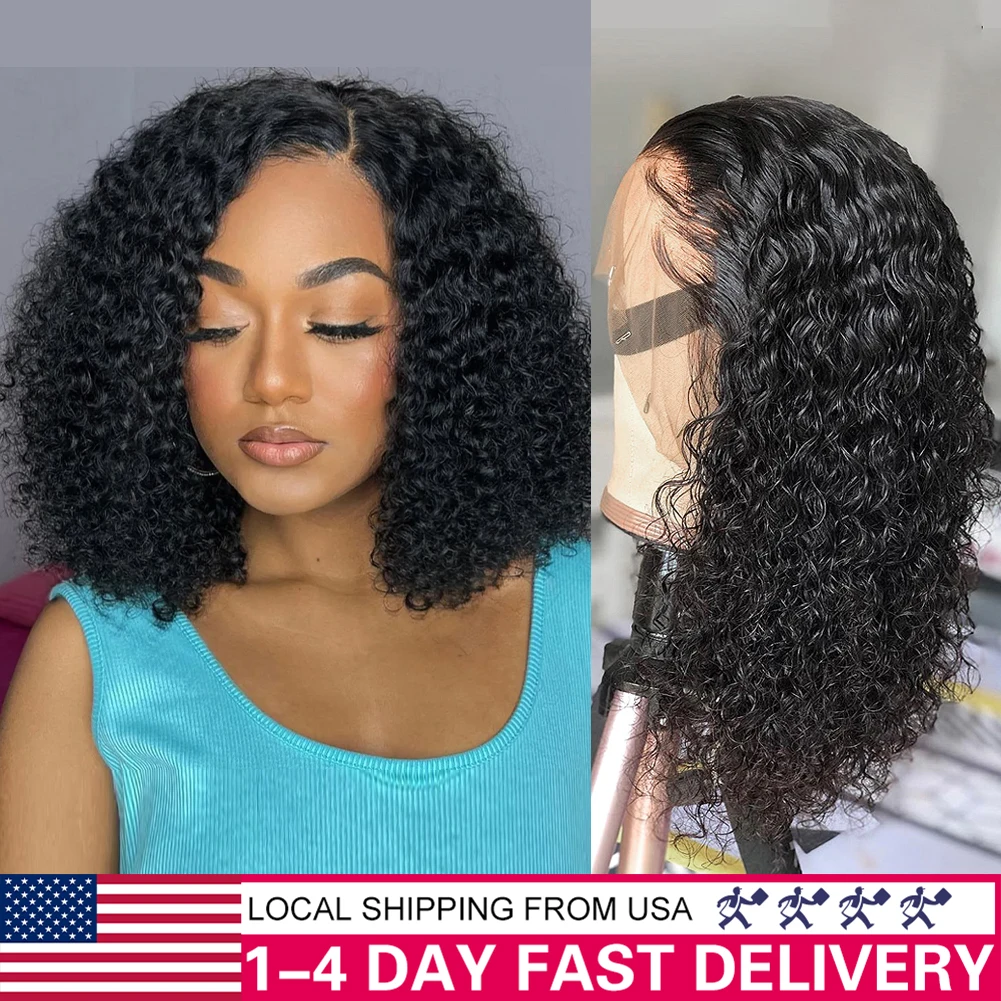 Bob Wig Human Hair 100% Kinky Curly Bob Wigs Bobs Human Hair 13x4 Transparent Lace Frontal Wigs Short Lace Front Human Hair Wigs