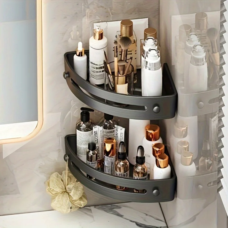 Dreieckiges Aufbewahrungsregal, Badezimmer-Duschregal, Wandmontiertes Aufbewahrungsregal, Badezimmer-Küchen-Aufbewahrungskorb, Badezimmerzubehör