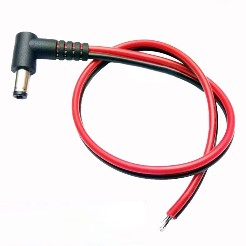 20 sztuk DC 5,5 x 2,1 mm / 2,5 mm męskie złącze zasilania Wtyczka kątowa 90 stopni 5,5 * 2,1 5,5 * 2,5 Wtyczka Jack z kablem 18AWG