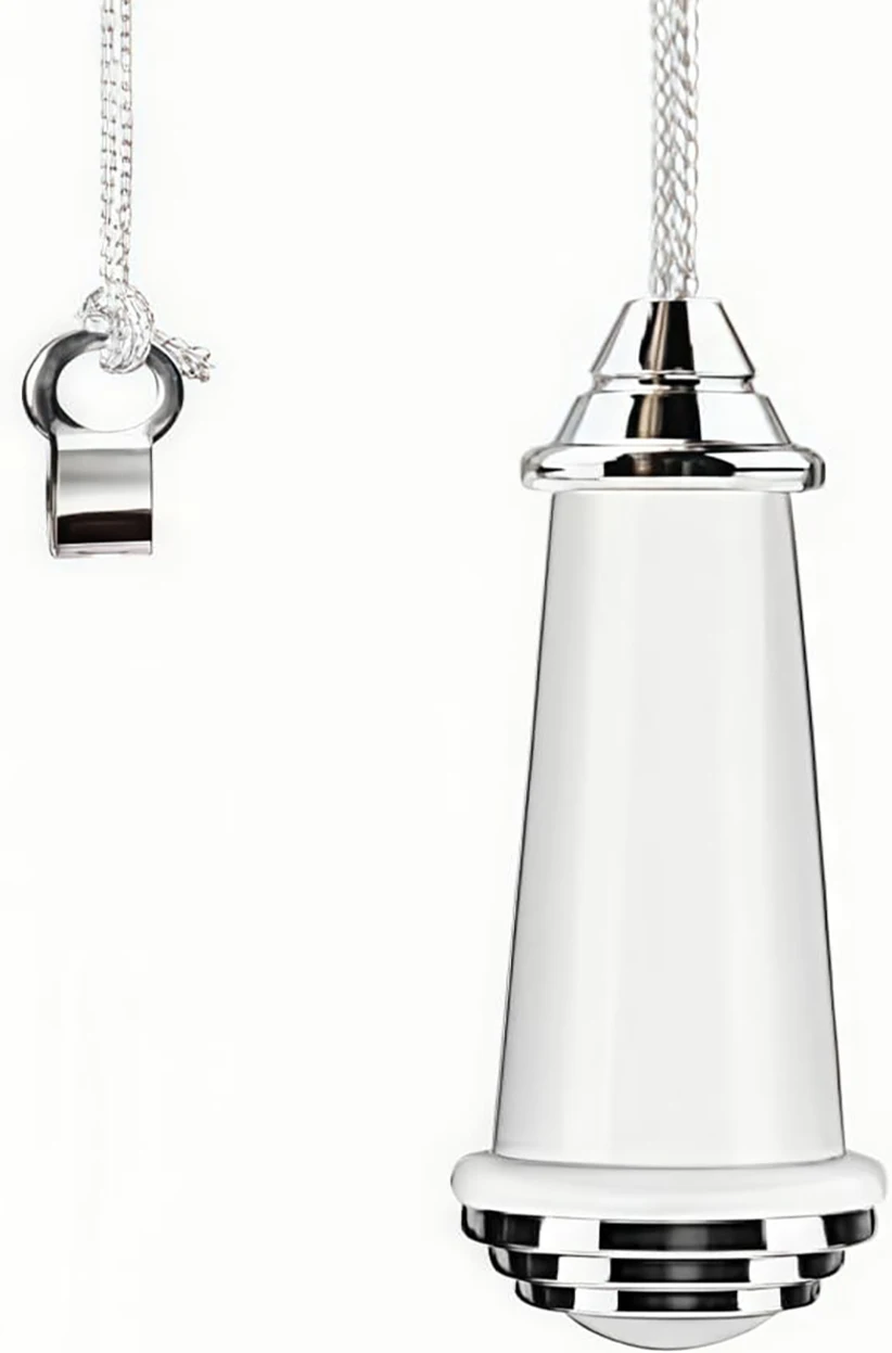 Bathroom Light Pull Cord Handle 150CM Nylon String, Chrome White Porcelain, Toilet Light Fan Switch for Bedroom