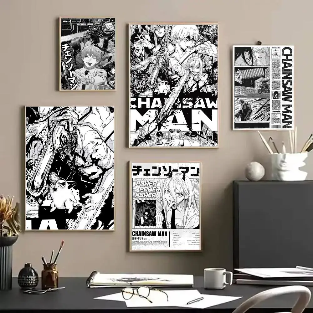 Classic Anime C_Chainsaw M_Man Poster Decorative Wall Art Stickers Mural Photo Print for Home Living Room Hallway Decor