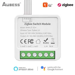 Tuya Zigbee 16A Mini Smart Switch 2/3/4 Gang Support 2-way Control Timing Relay DIY Automation Breaker With Smart Life Alexa