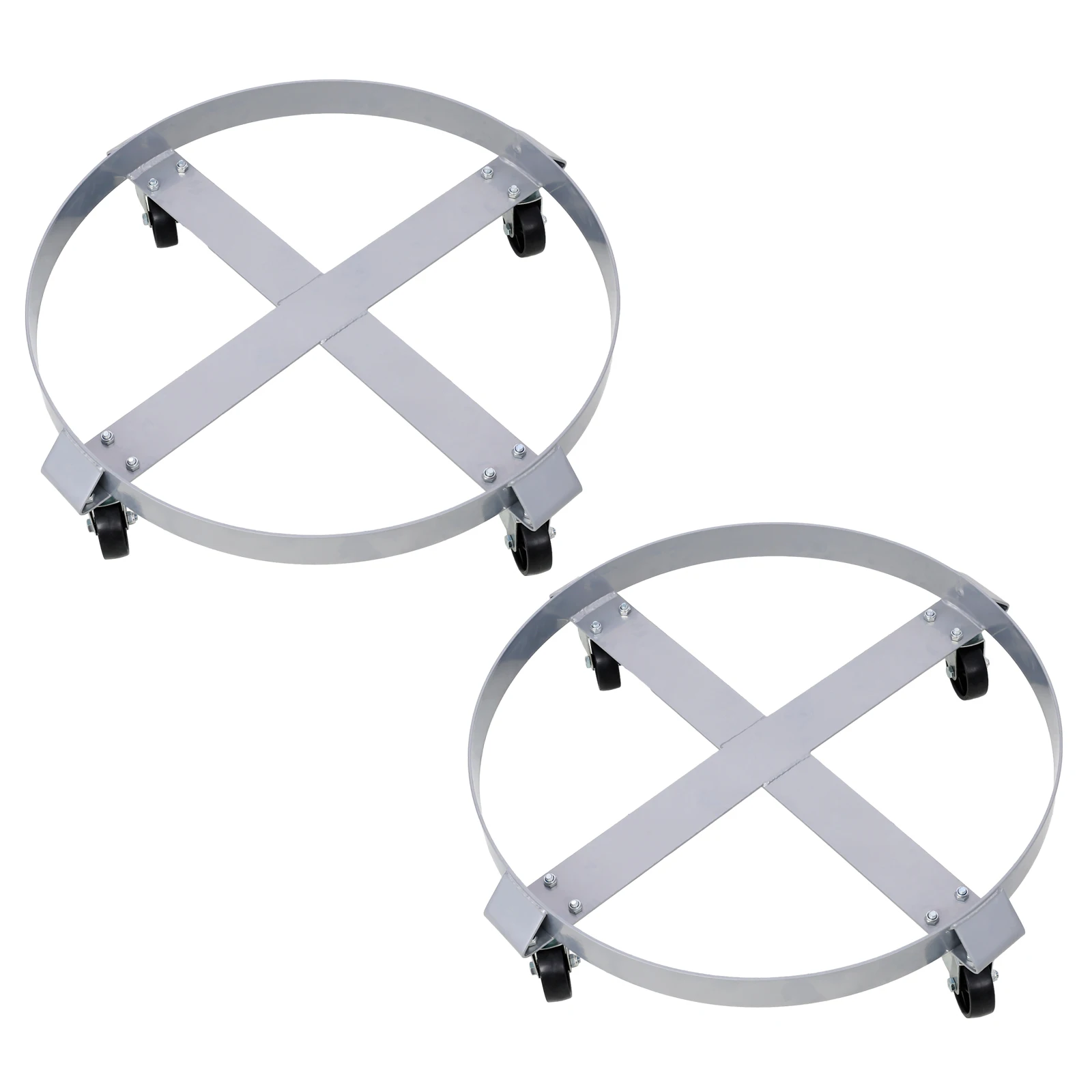 

In Stock 2pcs 60cm Drum Dolly for 55 Gallon with 4 Swivel Caster Wheels Heavy Duty Steel Frame Drum Cart with Brake