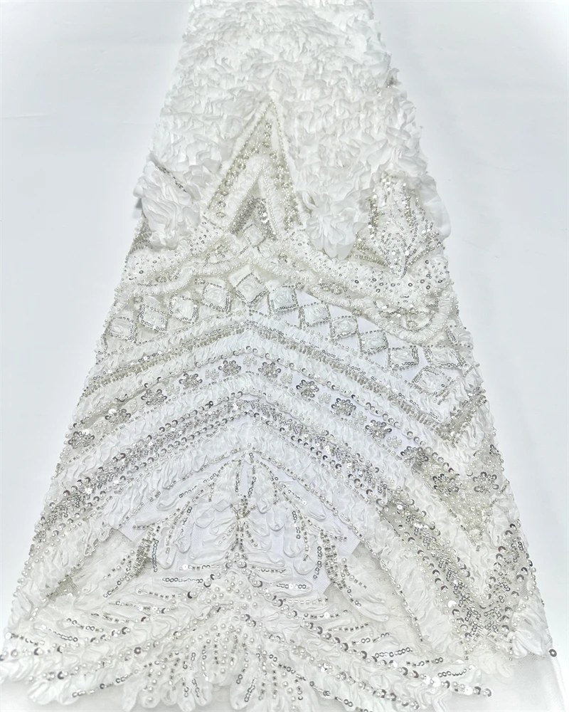 Tela de encaje nupcial africano 2025 lentejuelas bordado con cuentas novio nigeriano tul francés de alta calidad para fiesta de boda