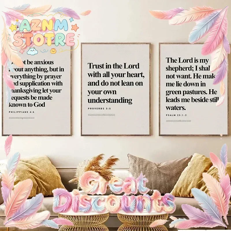 Inspirational Modern Bible Proverbs Canvas Wall Art  Christian Quotes Posters for Living Room Home Decor  Prints  Pictures